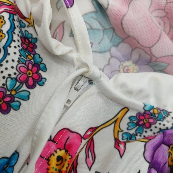 Village Fair White Floral Robe Large  / XL 16 - 22 Kaftan House Dress Length 52" - Picture 10 of 11